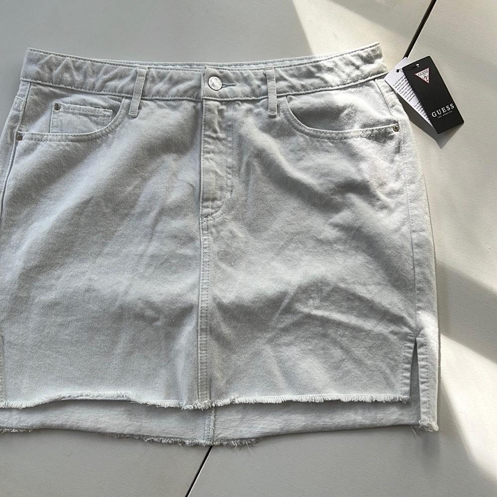 𝅺GUESS skirt midi Jean light blue high-low